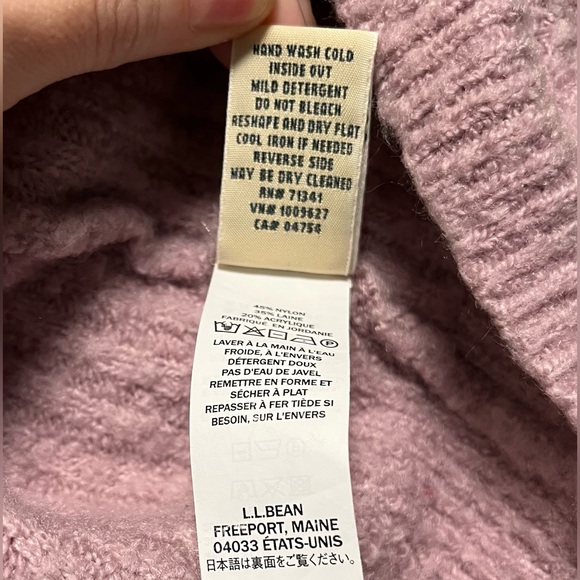 LL Bean Cozy Cloud Quarter Zip Boucle Sweater Soft Pullover Rare Mauve Pink XL - Picture 4 of 7